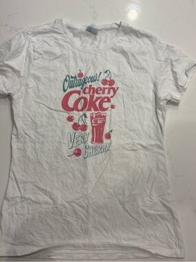 Cherry Coke Graphic Short Sleeve Tee - White with Red & Teal Print